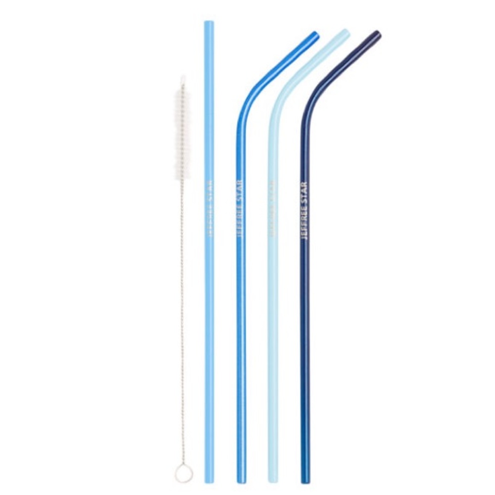 Jeffree Star 4-piece Blue Metal Straws Set - Picture 2 of 2